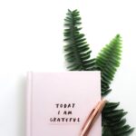 Image of a journal and fern as a reminder to practice gratitude